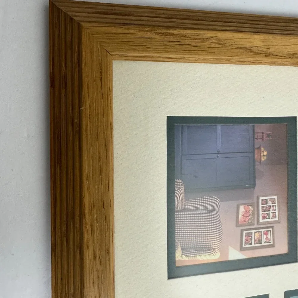 Vintage 90s SOLID OAK  Wooden Collage Frame 11
